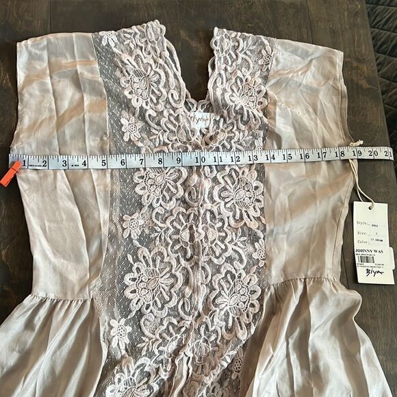 NWT Johnny Was Silk Lace Dress Biya Romantic Flapper Victorian Goth Blush Pink S - Picture 7 of 12